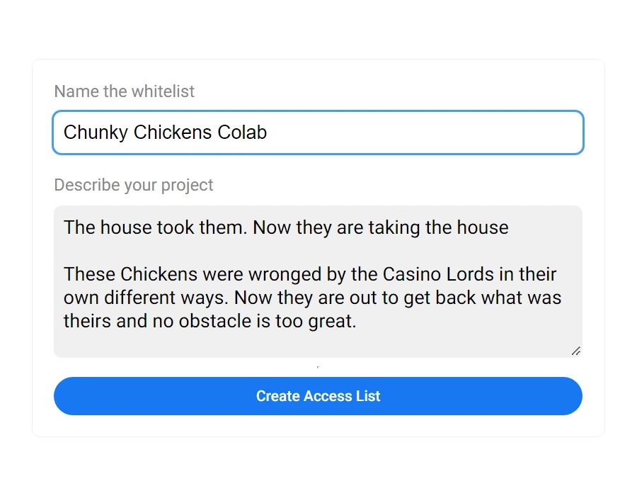 whitelist/allowlist free creator
